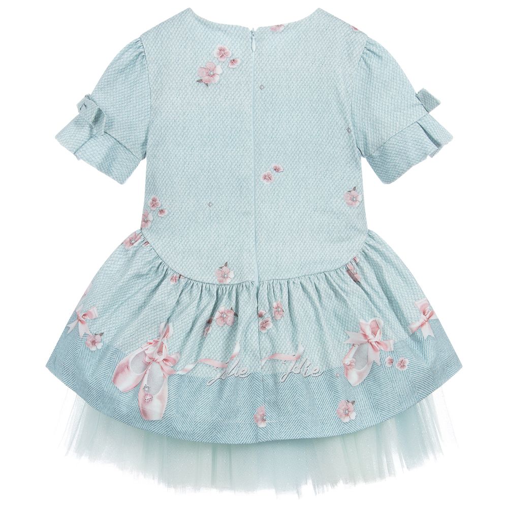 Lapin House-فستان بولي قطن وتول لون لون أخضر | Childrensalon Outlet