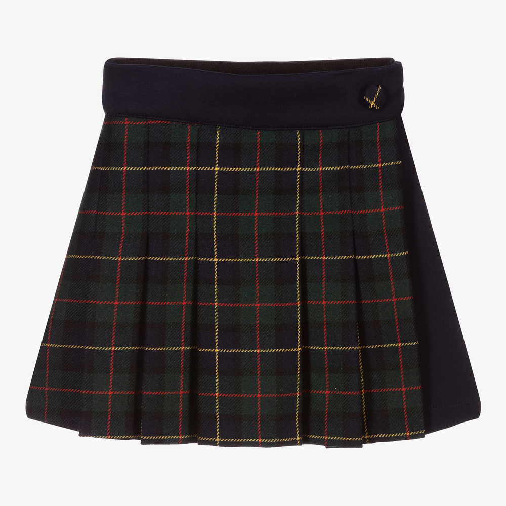 Lapin House - Green & Blue Tartan Wool Skirt | Childrensalon