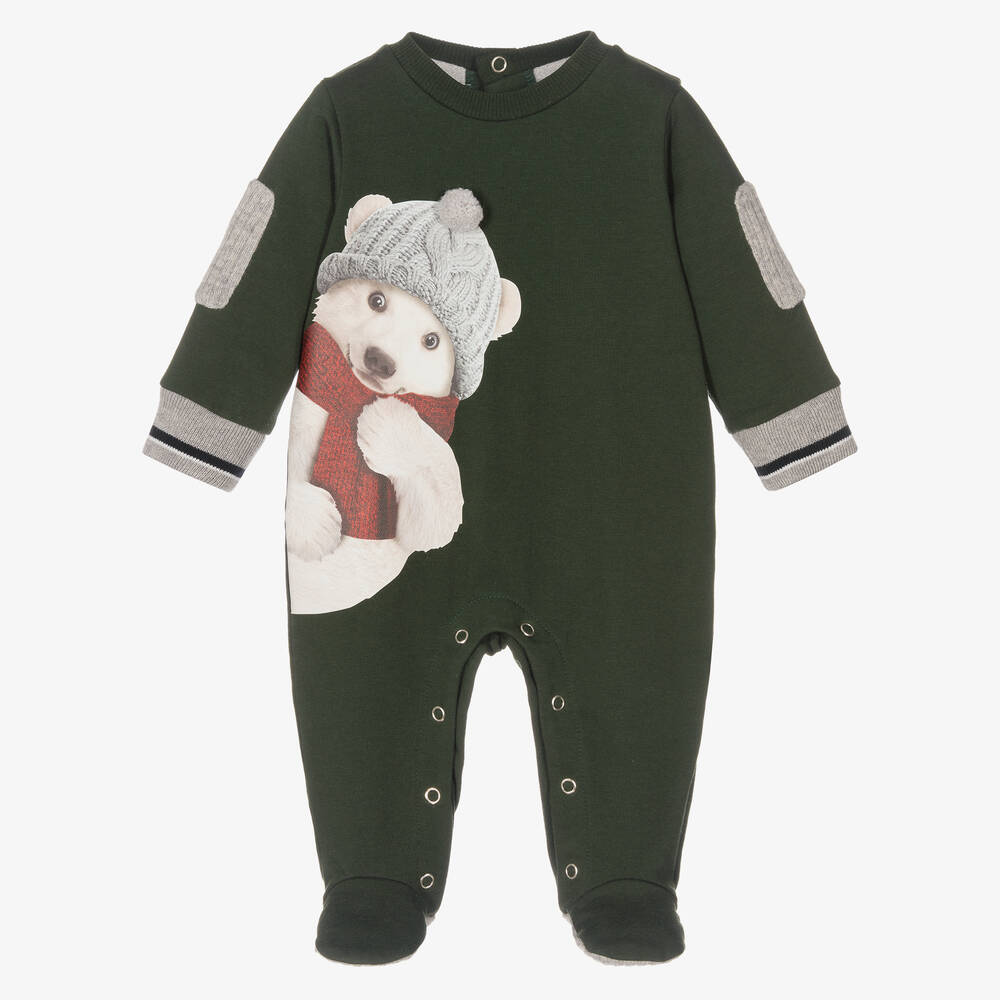 Lapin House-Green Cotton Bear Babygrow | Childrensalon Outlet