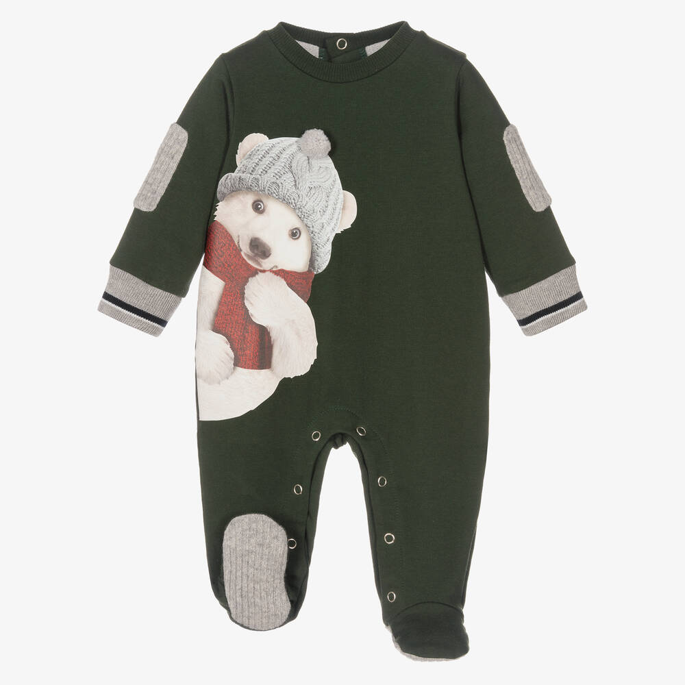 Lapin House-Green Cotton Bear Babygrow | Childrensalon Outlet