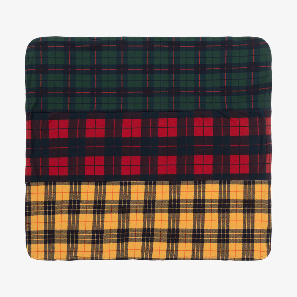 Lapin House-Green, Red & Yellow Tartan Blanket (80cm) | Childrensalon Outlet