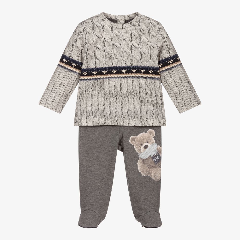 Lapin House-Grey 2 Piece Babygrow | Childrensalon Outlet