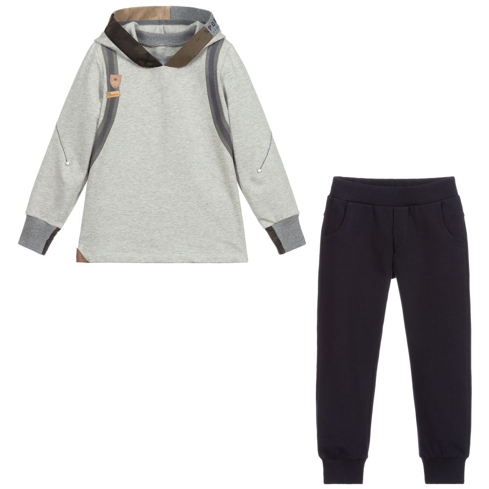 Lapin House-Серо-синий спортивный костюм из хлопка | Childrensalon Outlet