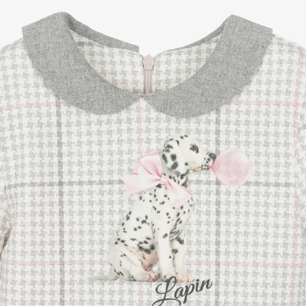 Lapin House-Grey Cotton Houndstooth Dalmatians Dress | Childrensalon Outlet
