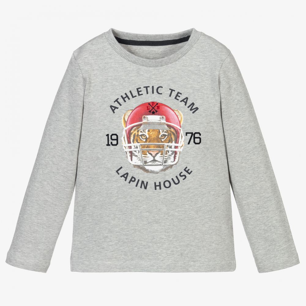 Lapin House - Grey Cotton Tiger Top | Childrensalon