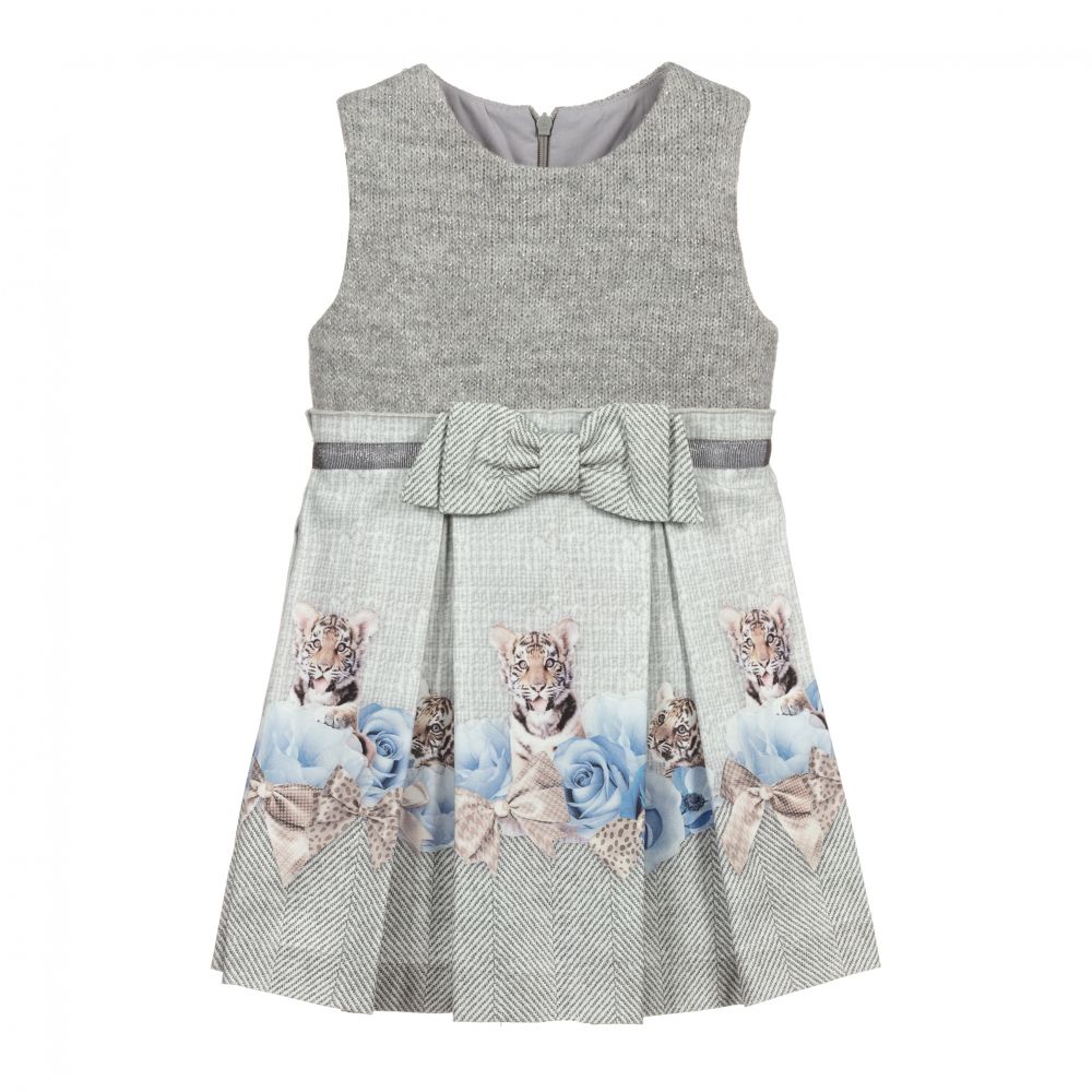 Lapin House - Grey Dress with Tiger Print | Childrensalon
