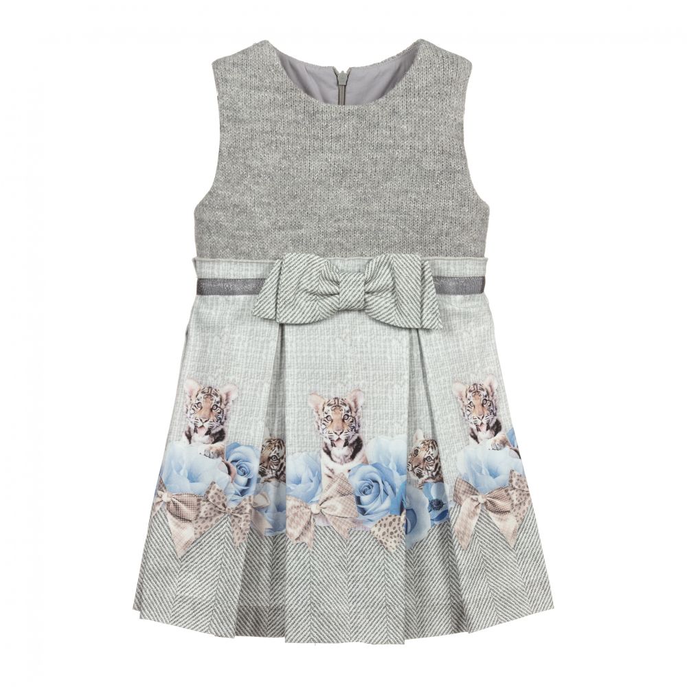 Lapin House-Grey Dress with Tiger Print | Childrensalon Outlet