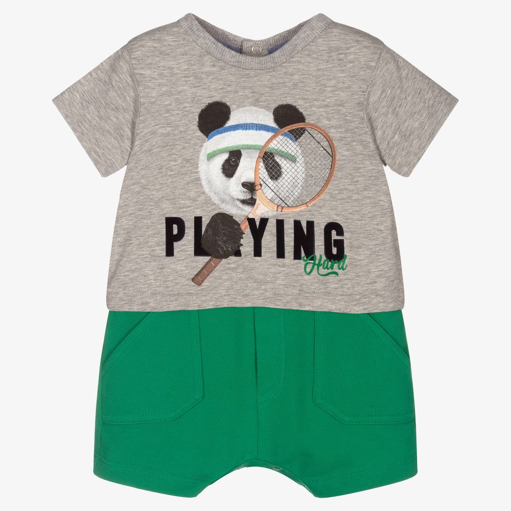 Lapin House - Grey & Green Cotton Shortie | Childrensalon