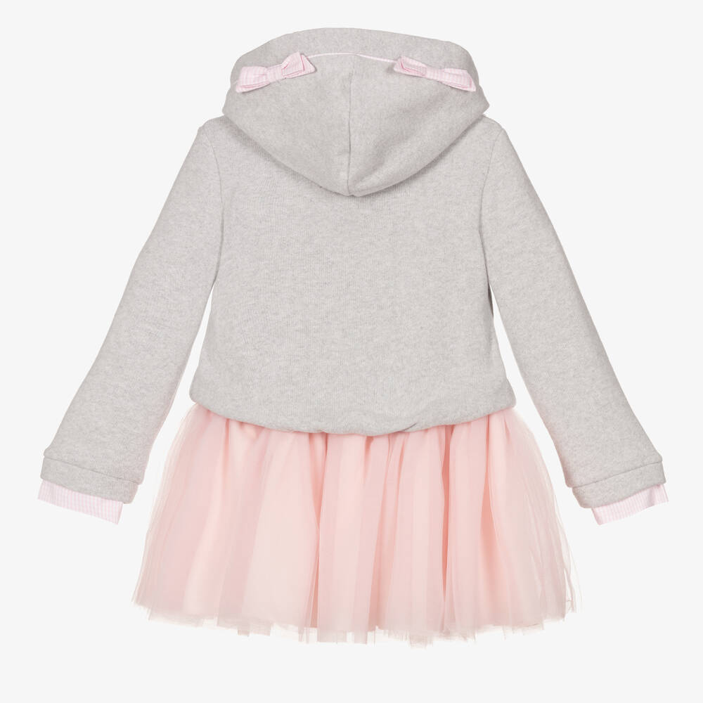 Lapin House-Grey Knit & Pink Tulle Dress | Childrensalon Outlet