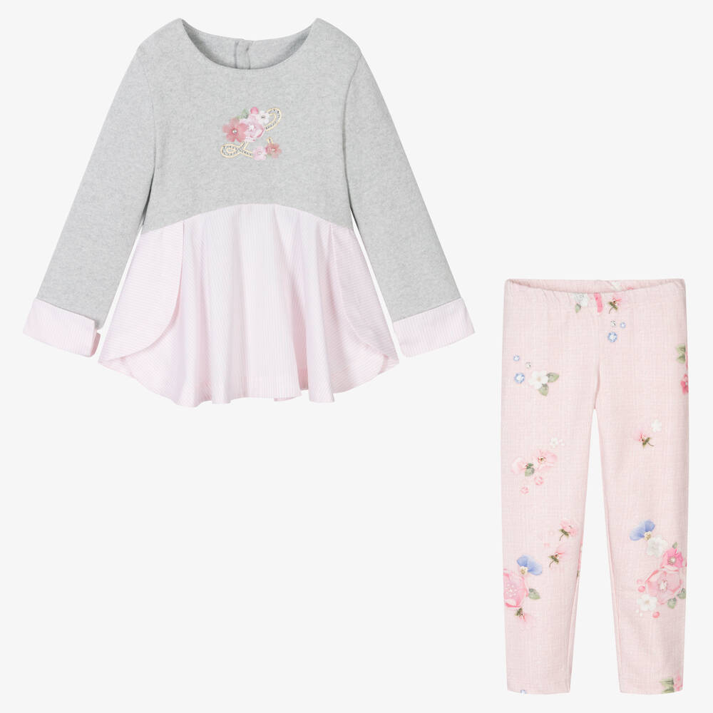 Lapin House-Grey & Pink Leggings Set | Childrensalon Outlet