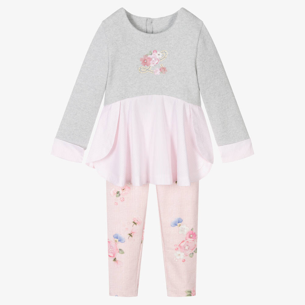 Lapin House-Серый топ и розовые легинсы | Childrensalon Outlet