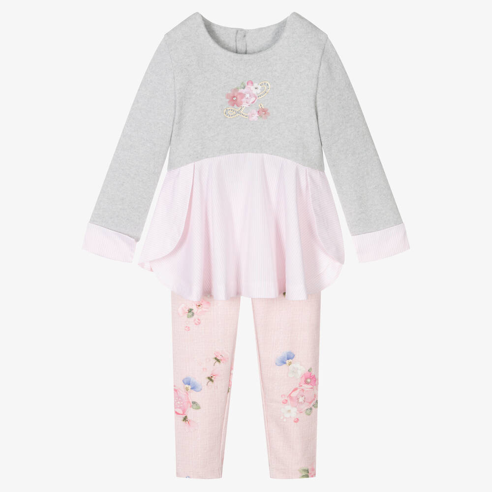 Lapin House - Ensemble legging gris et rose | Childrensalon