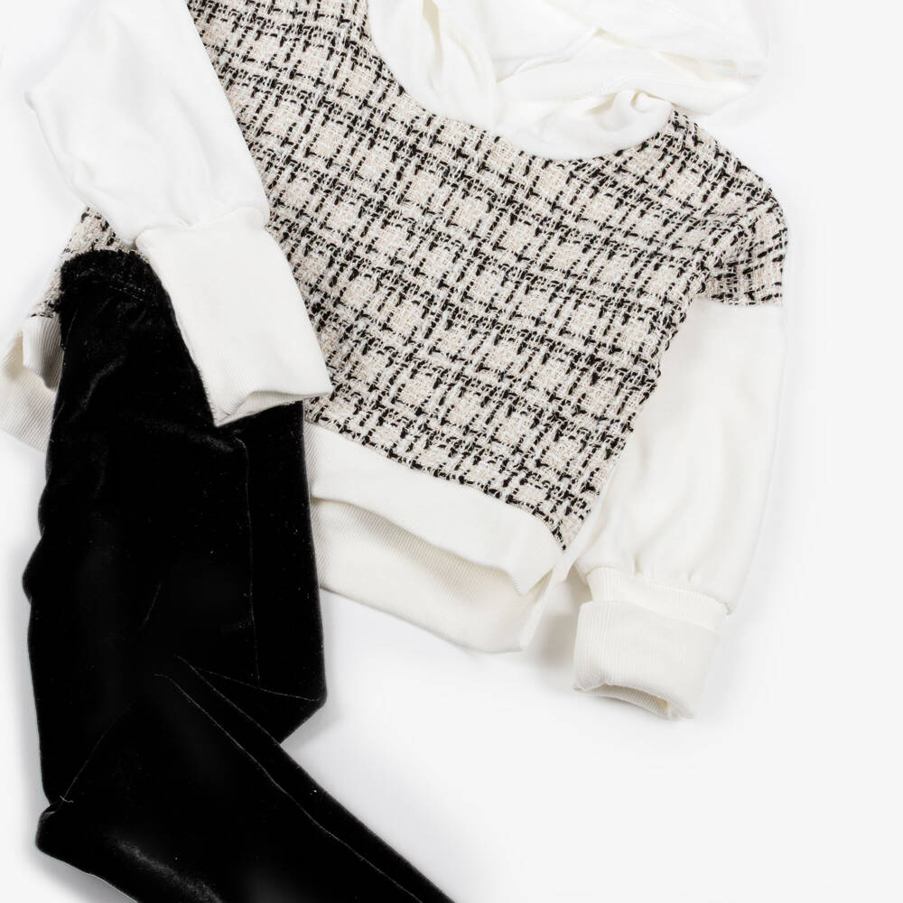 Lapin House-Ivory & Black Tweed Leggings Set | Childrensalon Outlet