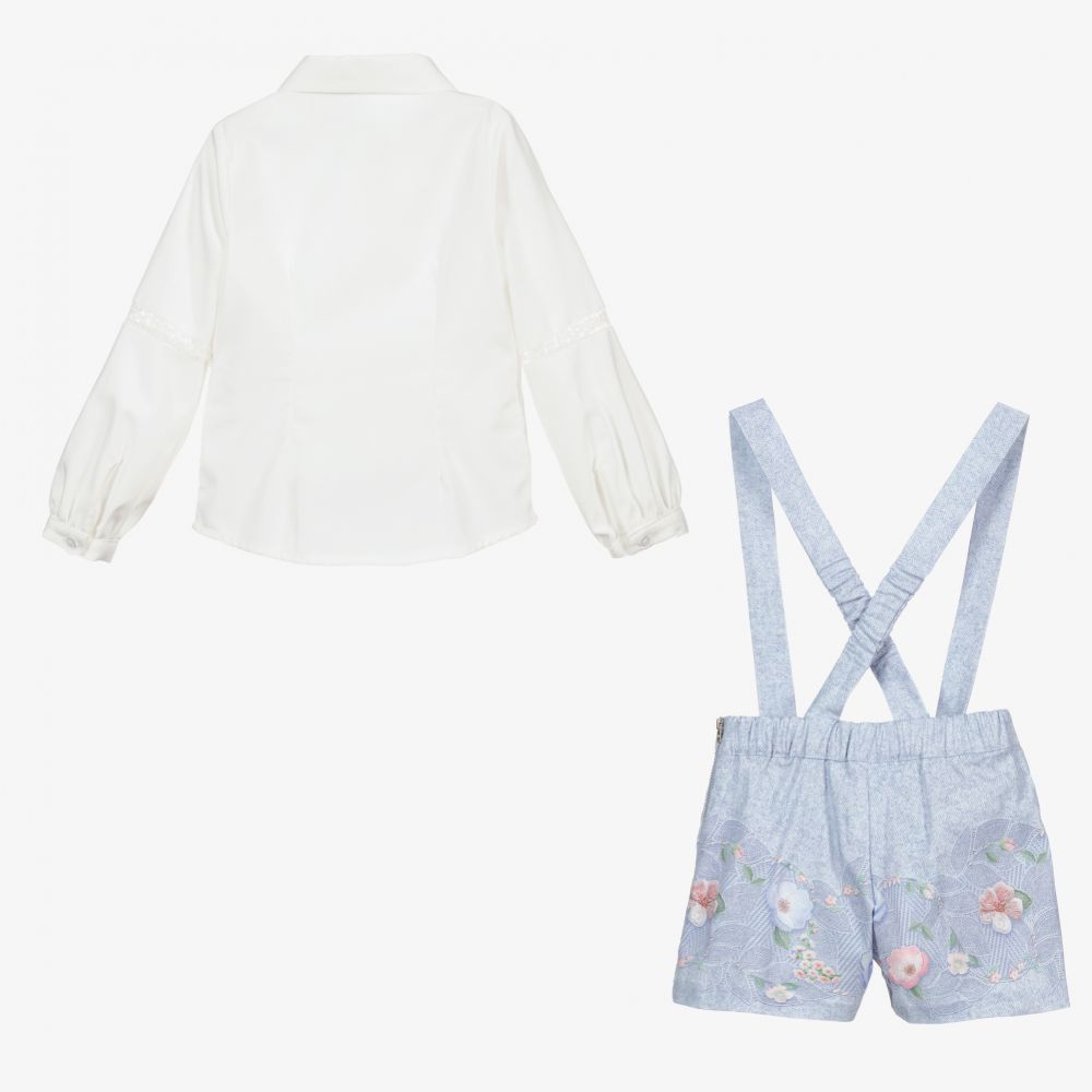Lapin House-طقم شورت مزيج قطن لون عاجي وأزرق للبنات | Childrensalon Outlet