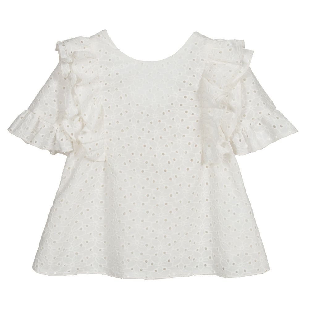Lapin House - Ivory Broderie Anglaise Blouse | Childrensalon