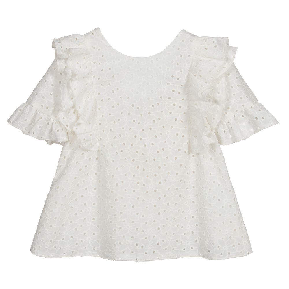 Lapin House-Кремовая блузка с английской гладью | Childrensalon Outlet