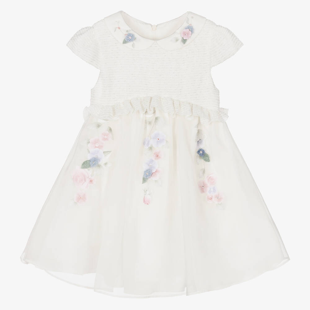 Lapin House-Ivory Floral Organza Dress | Childrensalon Outlet