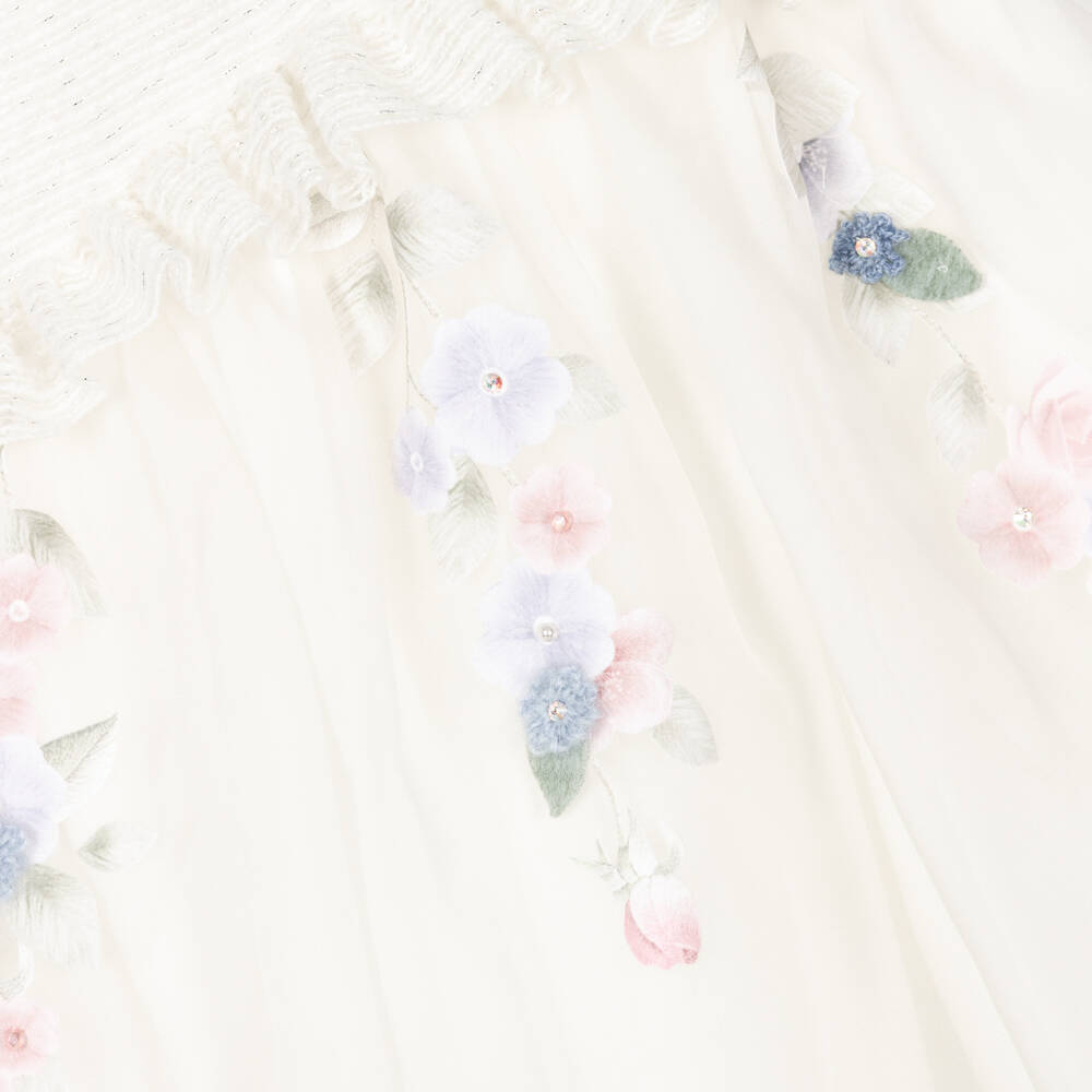 Lapin House-Ivory Floral Organza Dress | Childrensalon Outlet
