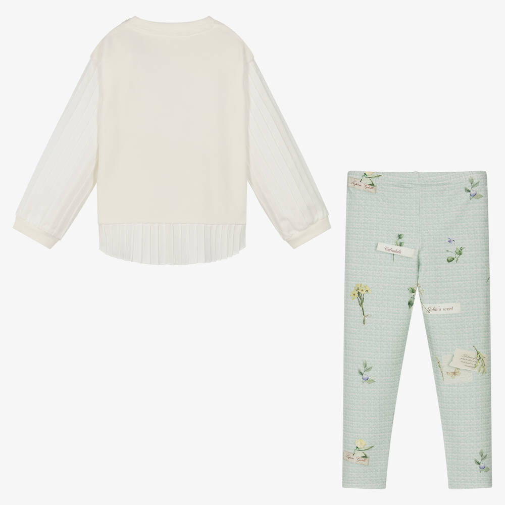 Lapin House-Ivory & Green Leggings Set | Childrensalon Outlet