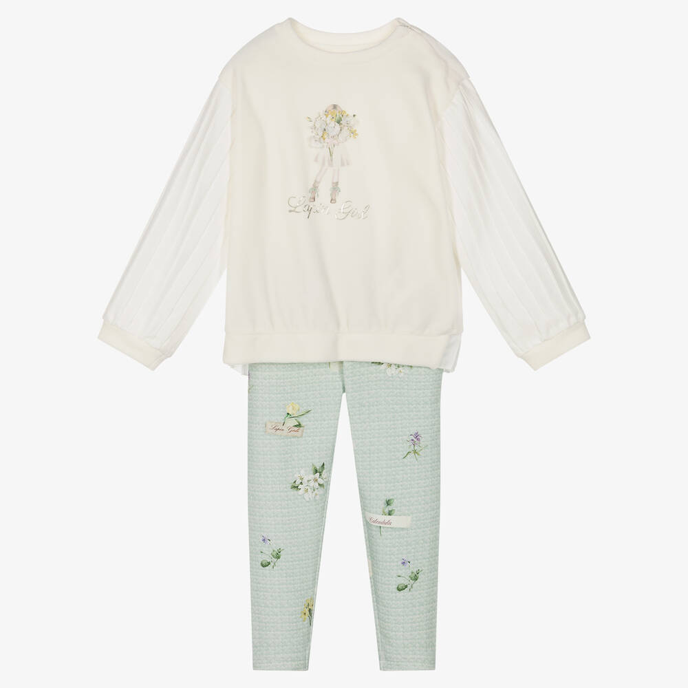 Lapin House-Ivory & Green Leggings Set | Childrensalon Outlet