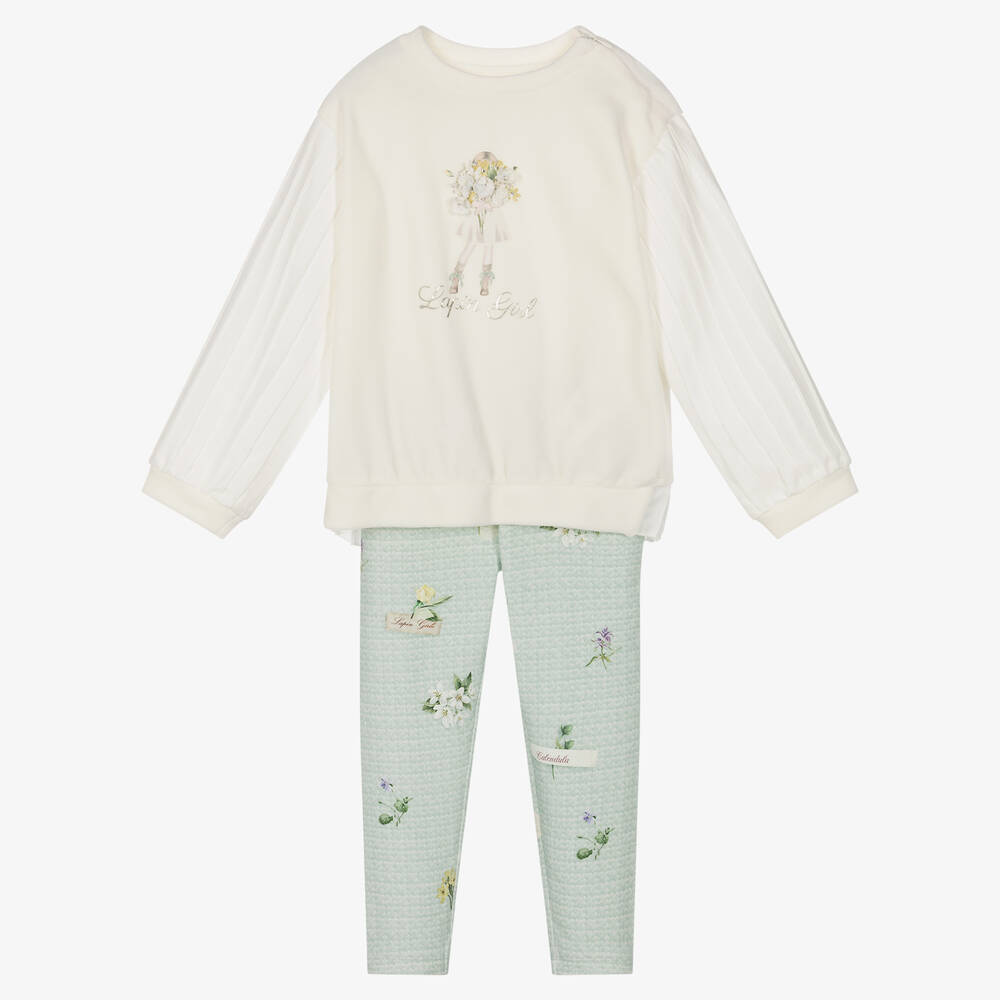 Lapin House - Ensemble legging ivoire vert | Childrensalon