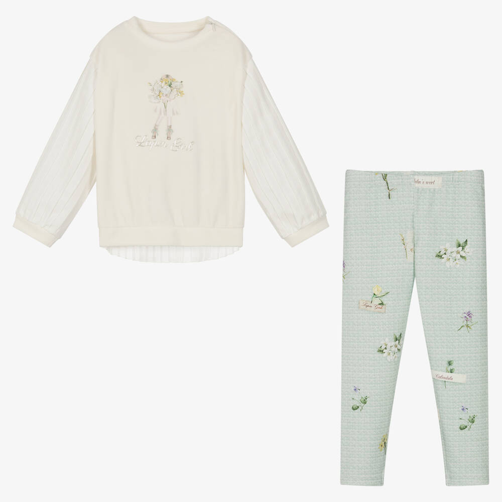 Lapin House-Ivory & Green Leggings Set | Childrensalon Outlet