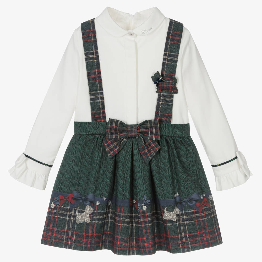 Lapin House - Schottenkaro-Kleid in Elfenbein und Grün | Childrensalon