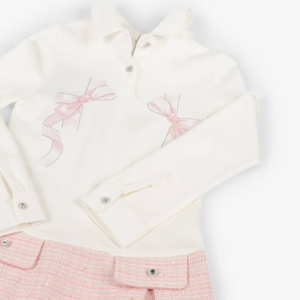 Lapin House-Ivory & Pink Ls Dress | Childrensalon Outlet
