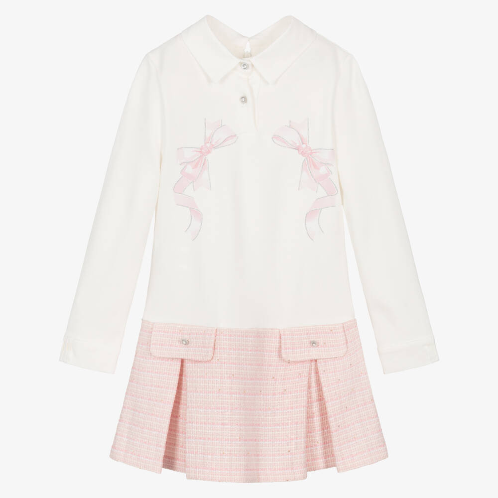 Lapin House-Ivory & Pink Ls Dress | Childrensalon Outlet