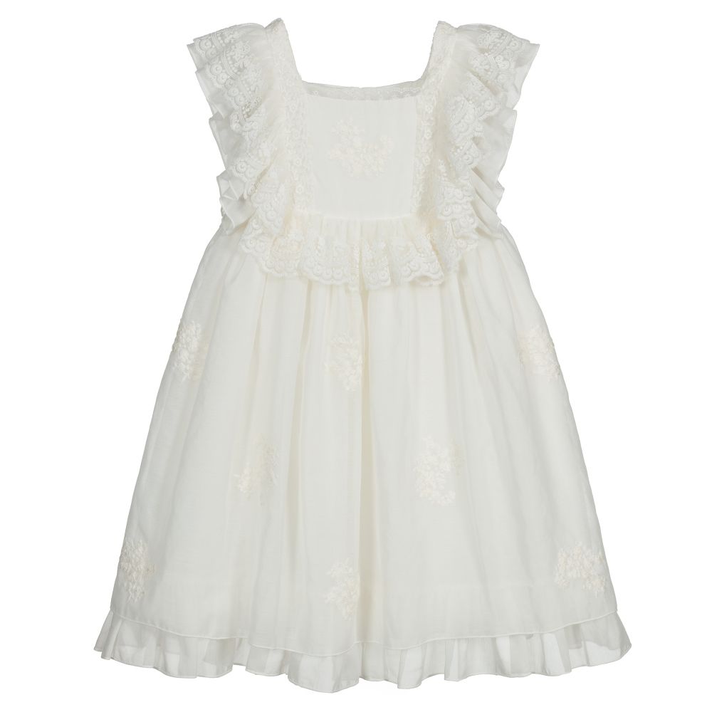 Lapin House-Ivory Silk Voile Lace Dress | Childrensalon Outlet