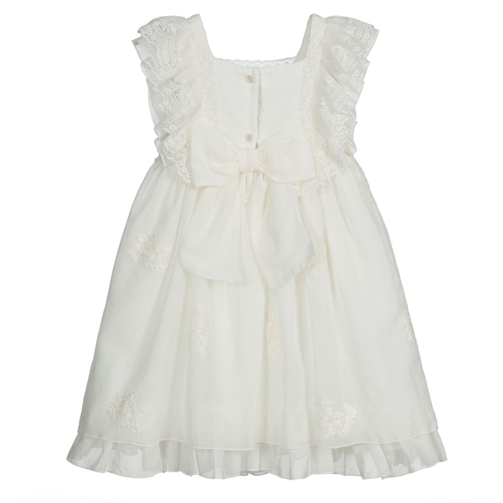 Lapin House-Ivory Silk Voile Lace Dress | Childrensalon Outlet