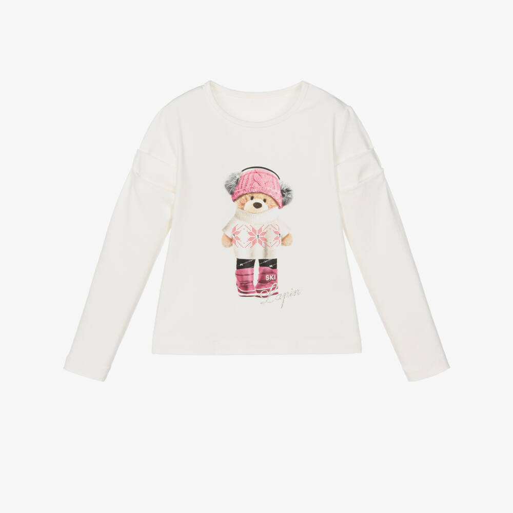 Lapin House-Ivory Teddy Ls T-shirt | Childrensalon Outlet