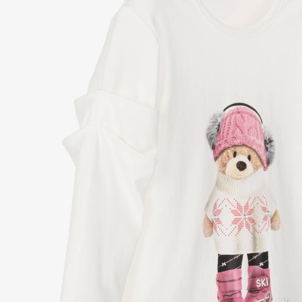 Lapin House-Ivory Teddy Ls T-shirt | Childrensalon Outlet