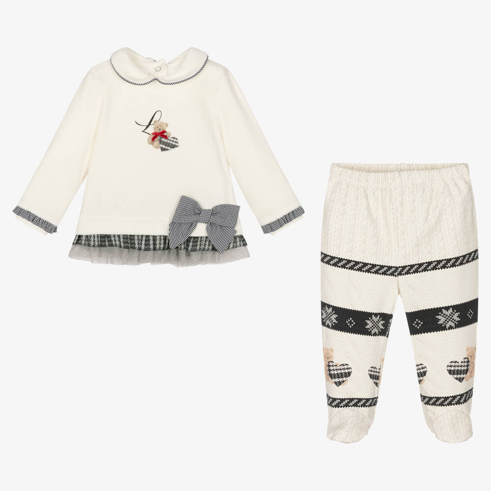 Lapin House-Ivory Velour 2 Piece Babygrow | Childrensalon Outlet