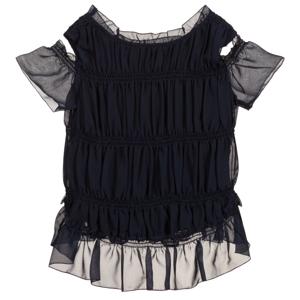 Lapin House-Navy Blue Chiffon Blouse | Childrensalon Outlet