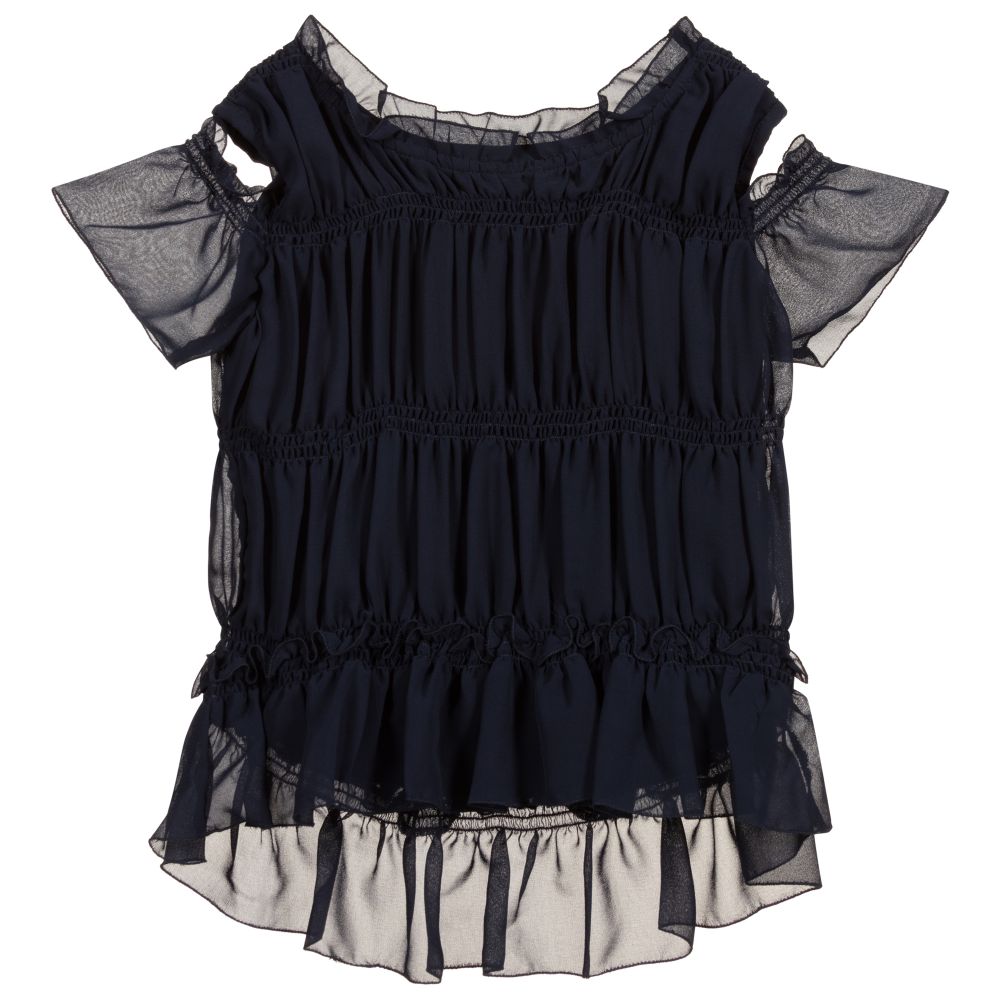 Lapin House - Navy Blue Chiffon Blouse | Childrensalon