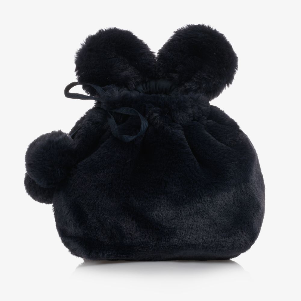 Lapin House - Navy Blue Faux Fur Bag (20cm) | Childrensalon