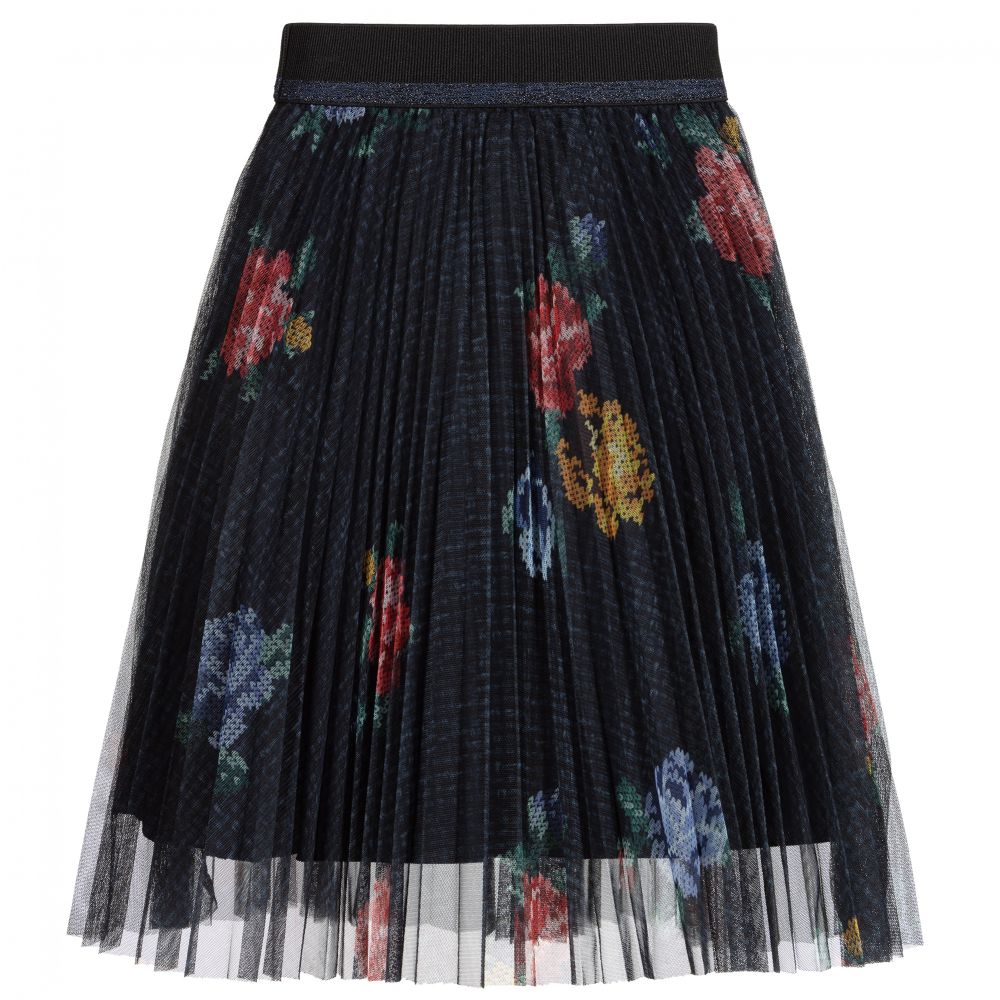 Lapin House-Navy Blue Floral Tulle Skirt | Childrensalon Outlet