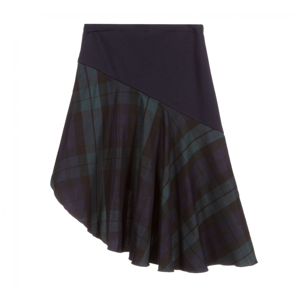 Green navy blue plaid skirt online