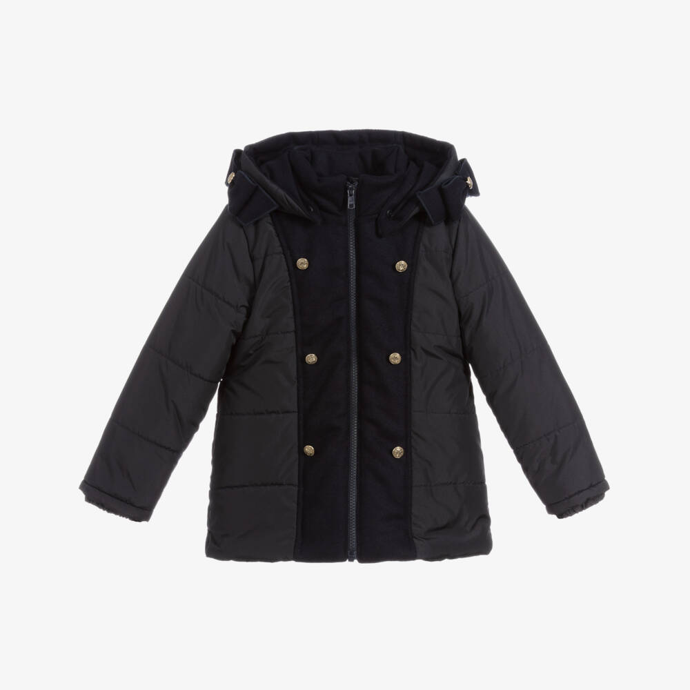 Lapin House-معطف بافر لون كحلي للبنات | Childrensalon Outlet