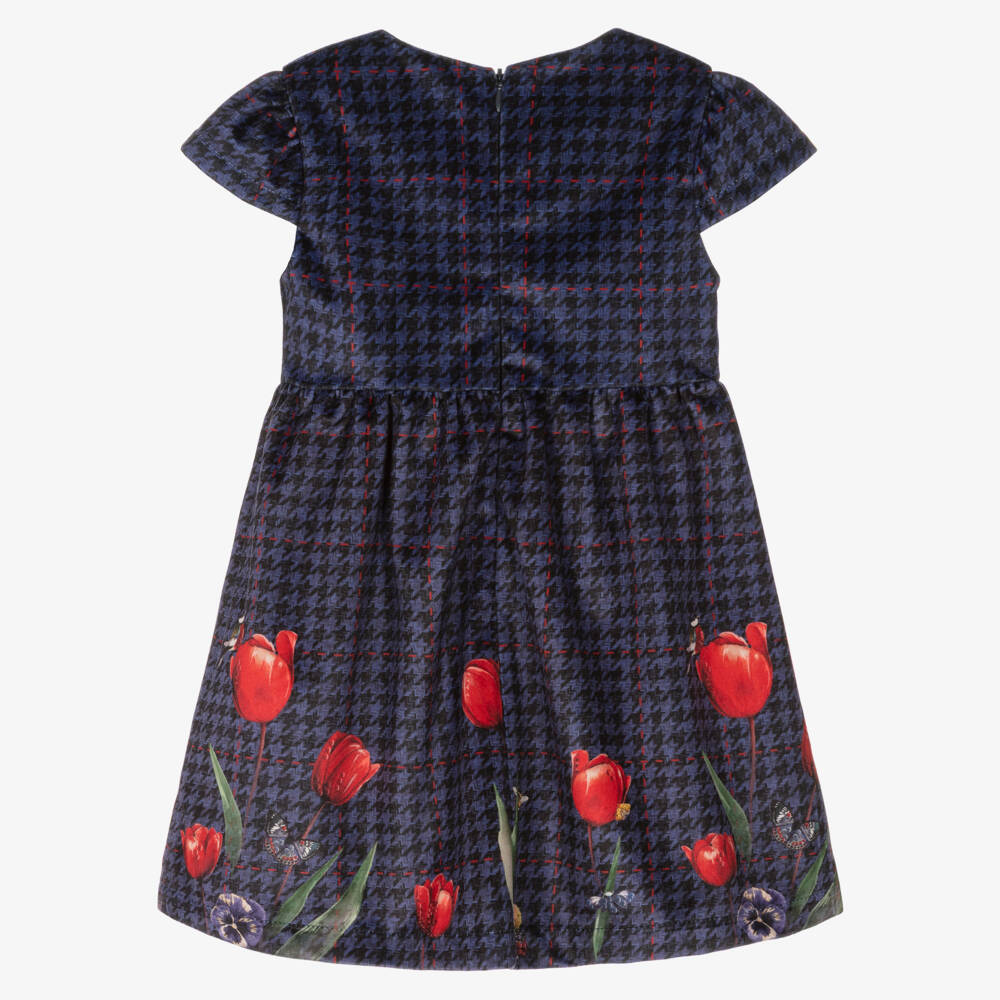 Lapin House-Navy Floral Bow Ss Dress | Childrensalon Outlet