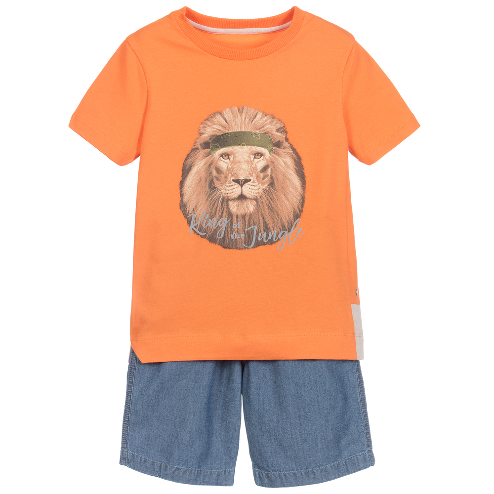 Lapin House - Ensemble short orange et bleu | Childrensalon