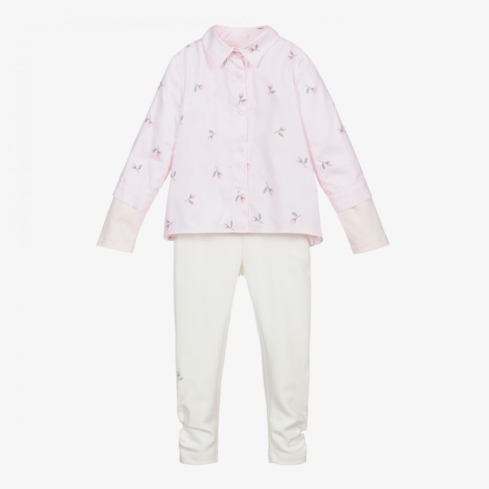 Lapin House - Бледно-розовая рубашка и кремовые легинсы | Childrensalon