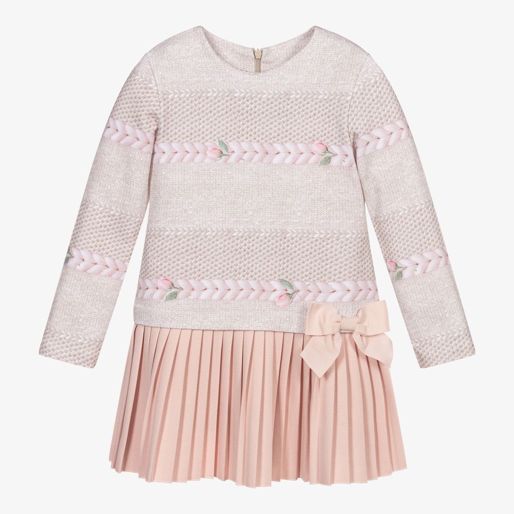 Lapin House - Jerseykleid in Rosa und Beige | Childrensalon