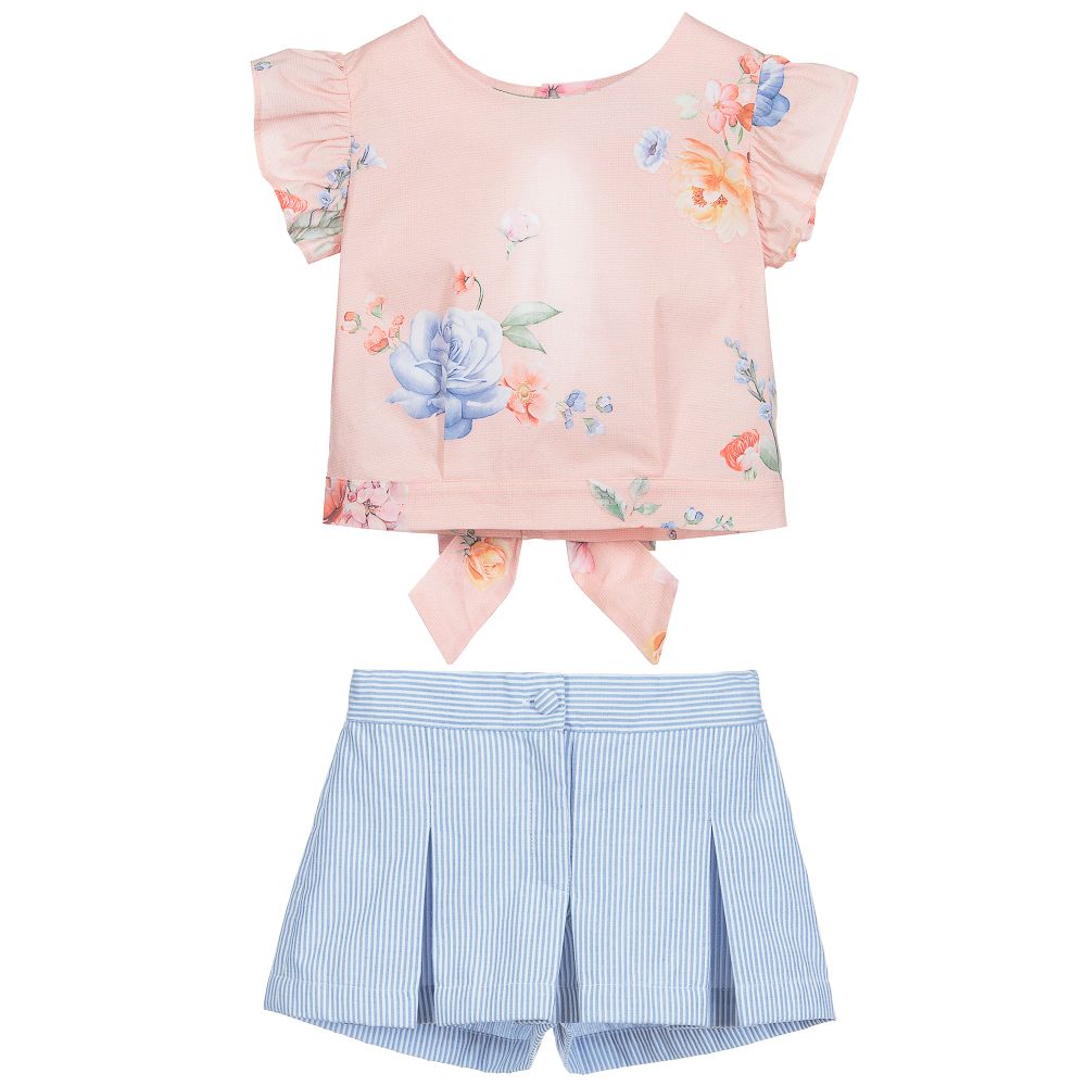 Lapin House-Pink & Blue Shorts Set | Childrensalon Outlet