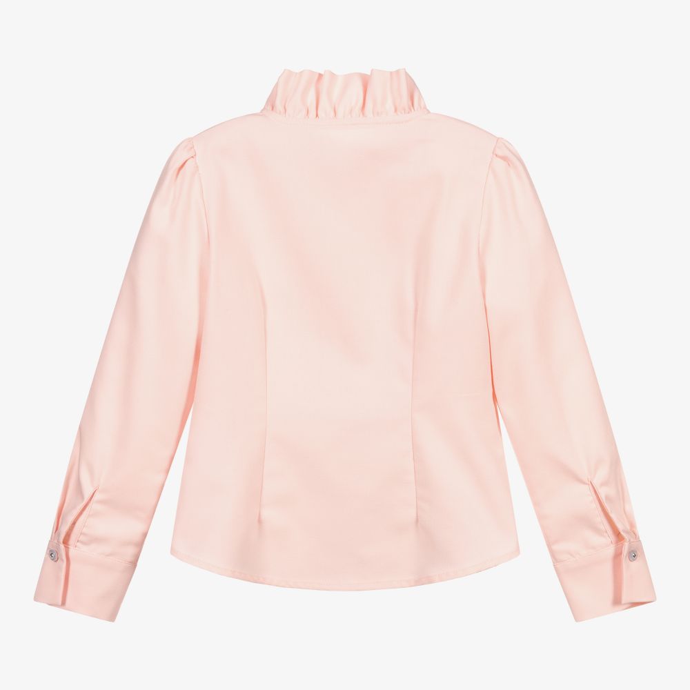 Lapin House-بلوز مزيج قطن وتاكتيل تويل لون زهري للبنات | Childrensalon Outlet