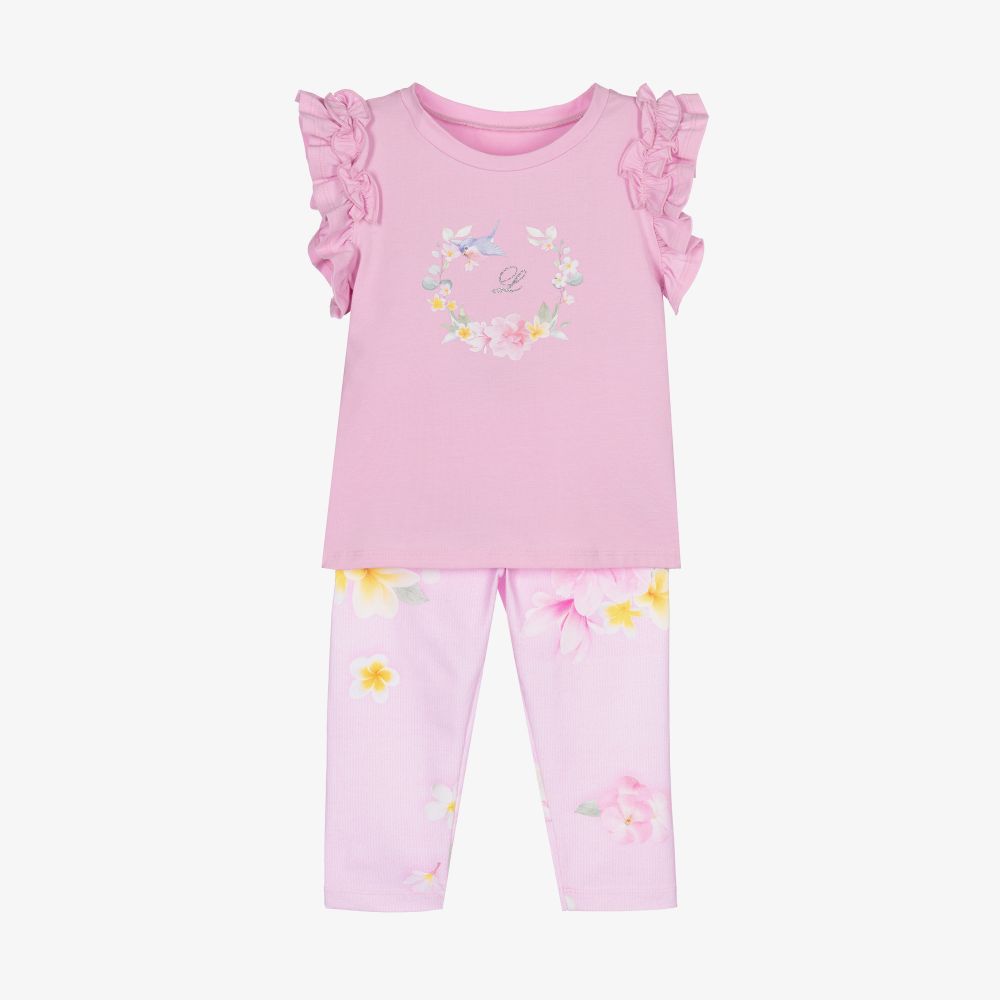 Lapin House-Pink Cotton Leggings Set | Childrensalon Outlet