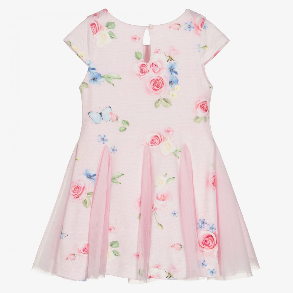 Lapin House-فستان مزيج قطن وتول لون زهري | Childrensalon Outlet