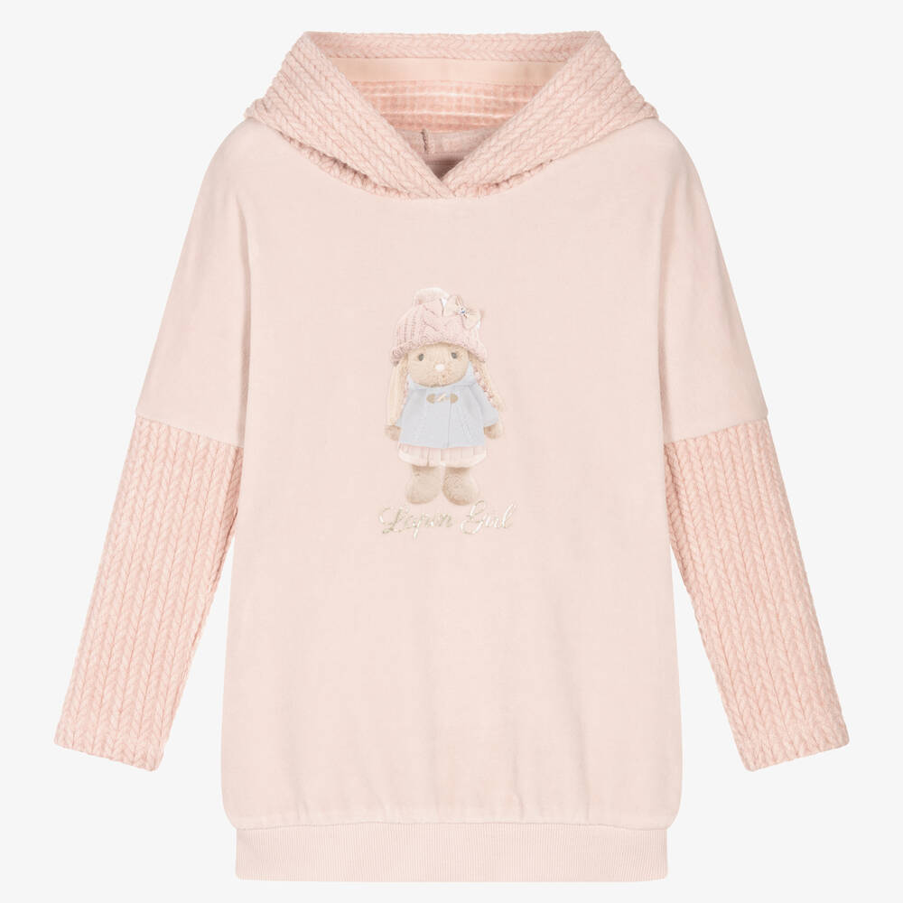 Lapin House - Robe rose en velours de coton | Childrensalon