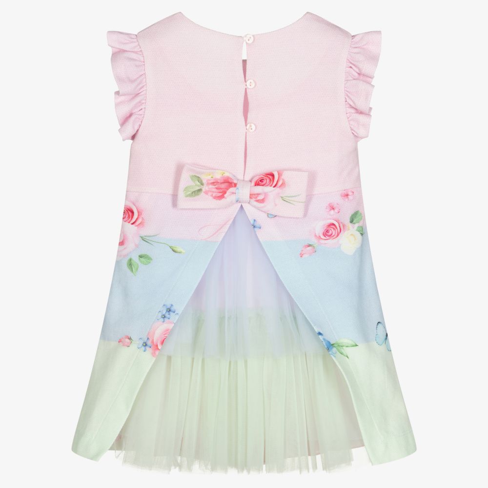 Lapin House-Розовое платье из хлопкового пике с цветами | Childrensalon Outlet